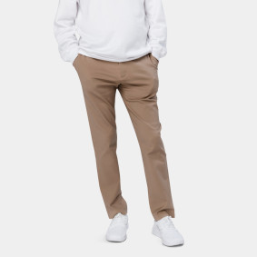 Men Slim Fit Cream Cotton Blend Trousers