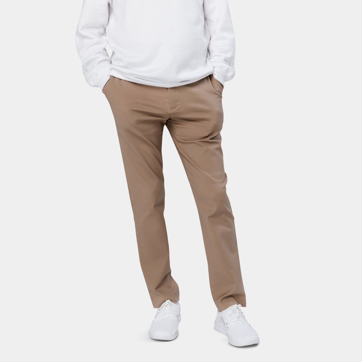 Men Slim Fit Cream Cotton Blend Trousers Men Slim Fit Cream Cotton Blend Trousers
