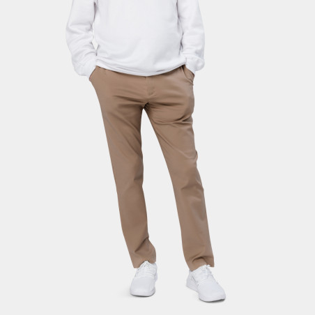 Men Slim Fit Cream Cotton Blend Trousers
